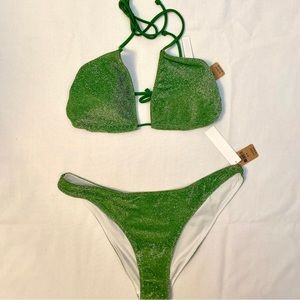 NWT: Triangle Bikini Set in Forest Pine Green PINK by VS | XL